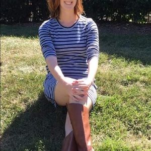 Jcrew blue striped dress with side zipper